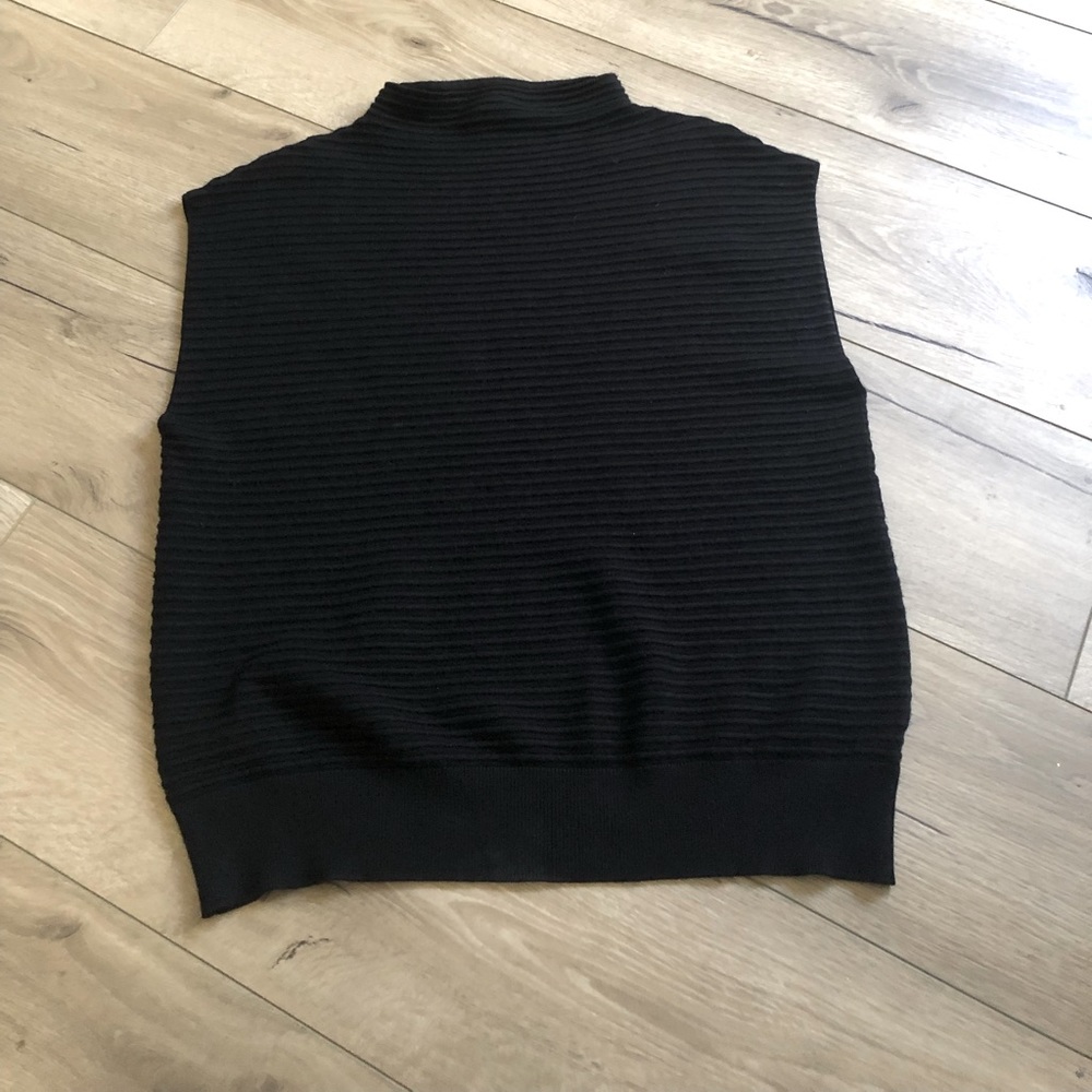 Black Worthington Ribbed Woven Top - Size Large